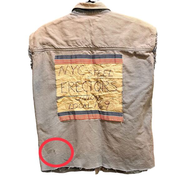 Vintage 80's Levi Union Steel Workers Button Down Sleeveless Shirt Large - Picture 2 of 10